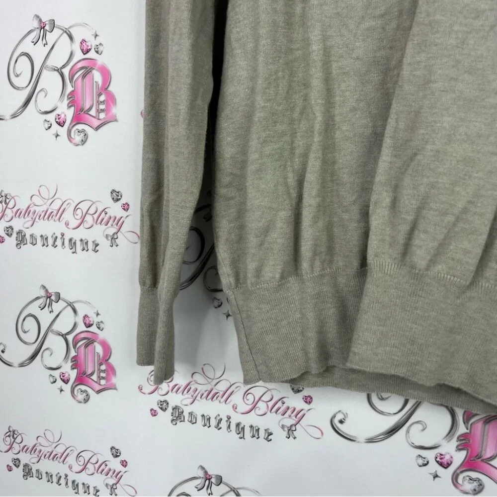 Bailey sweater long sleeve soft V-Neck Sweater grey beige